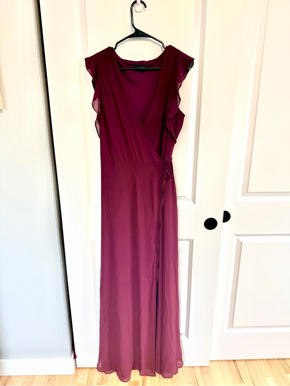 Soieblu Plum Wrap Maxi Dress with Flutter Sleeves